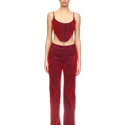 David Koma Velvet Denim Corset Top - Image 2
