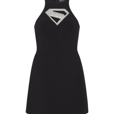 David Koma Supergirl X David Koma Crystal Logo Mini Dress - Image 1