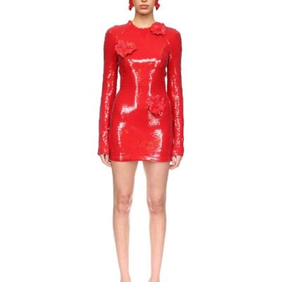 David Koma Sequin Mini Dress With 3d Flowers - Image 2