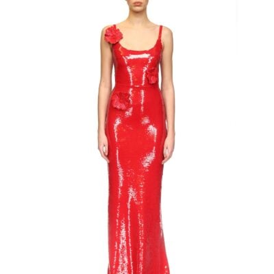 David Koma Sequin Gown With 3d Flowers - Image 2
