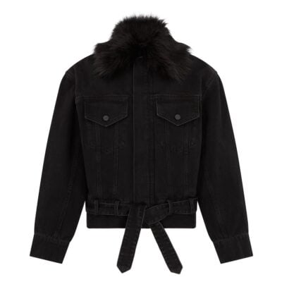 David Koma Oversized Denim Jacket With Faux-fur Collar - Image 1