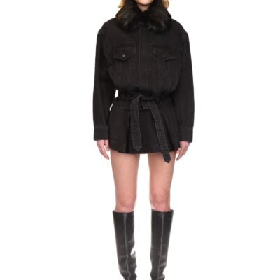 David Koma Oversized Denim Jacket With Faux-fur Collar - Image 2