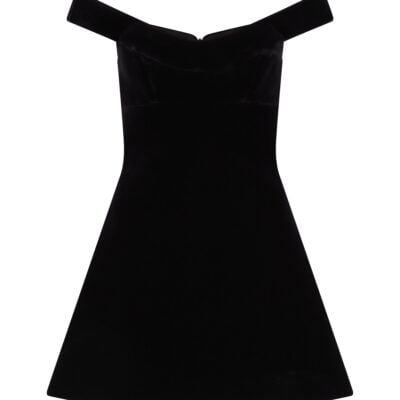 David Koma Off Shoulder Mini Velvet Dress - Image 1
