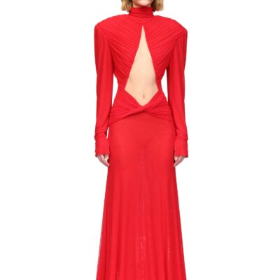 David Koma Cutout Detail Long Sleeve Mesh Gown - Image 2