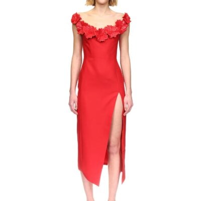 David Koma 3d Flower Midi Dress With Open Leg - Image 2