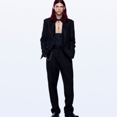 David Koma Wide Leg Tuxedo Wool Trousers - Image 2