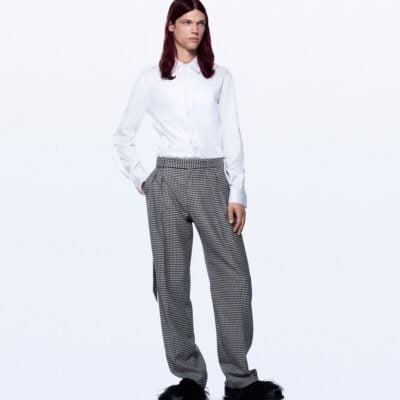 David Koma Wide Leg Houndstooth Tuxedo Trousers - Image 2