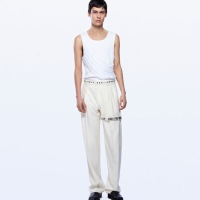 David Koma Wide Leg Boucle Trousers With Garter - Image 2