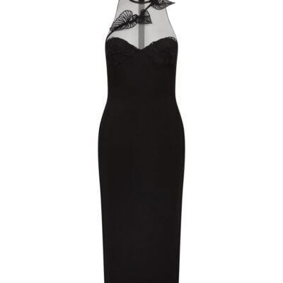David Koma Thread Leaf Cluster Embroidery Midi Dress - Image 1