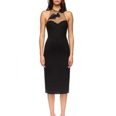 David Koma Thread Leaf Cluster Embroidery Midi Dress - Image 2