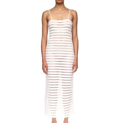 David Koma Striped Cutout Knit Midi Dress - Image 2