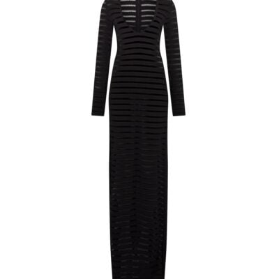 David Koma Striped Cutout Knit Gown - Image 1