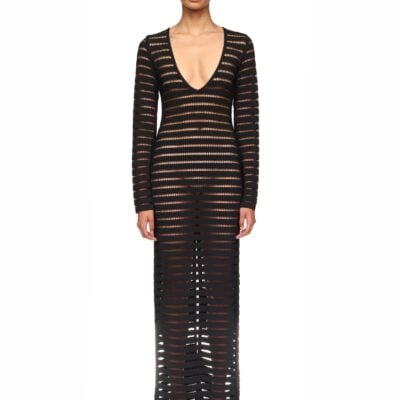 David Koma Striped Cutout Knit Gown - Image 2