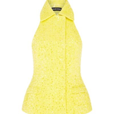 David Koma Sequin Boucle Tailored Vest Top - Image 1