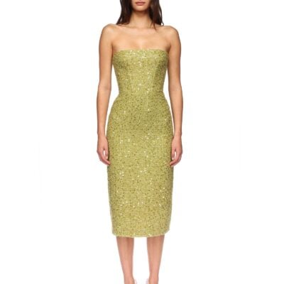 David Koma Sequin Boucle Corset Midi Dress - Image 2