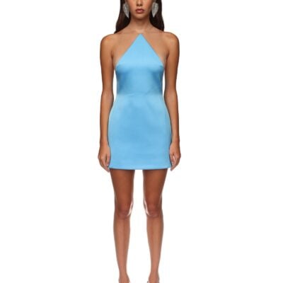 David Koma Satin Halterneck Mini Dress - Image 2