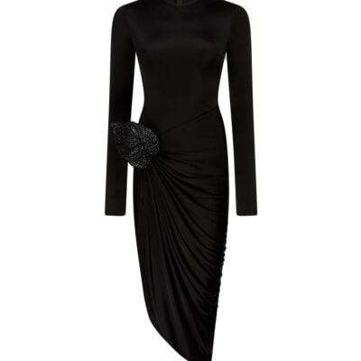 David Koma Rhinestone Leaf and Long Sleeves Midi Dress - Image 1