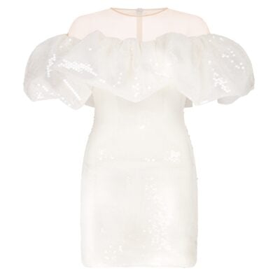 David Koma Puff Top Detail Sequin Mini Dress - Image 1
