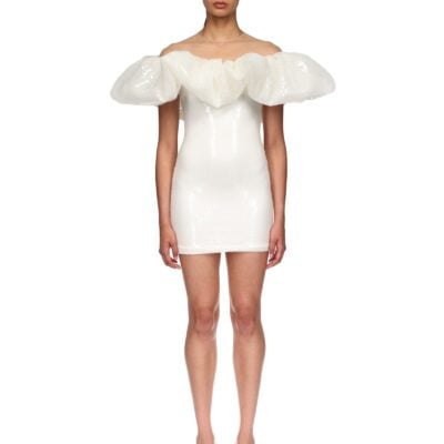 David Koma Puff Top Detail Sequin Mini Dress - Image 2