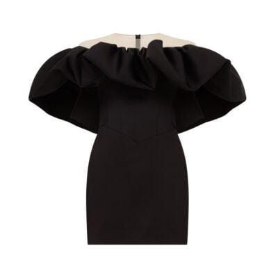 David Koma Puff Top Detail Satin Mini Dress - Image 1