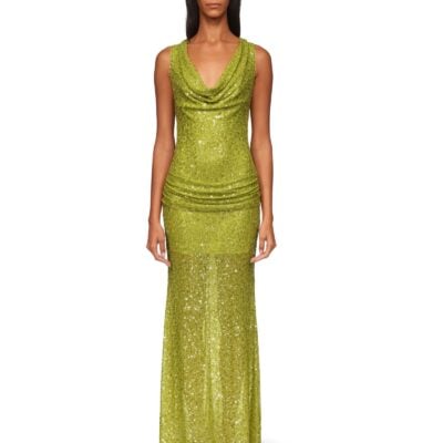 David Koma Plunge Neckline Sequin Embellished Gown - Image 2