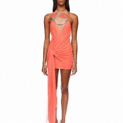 David Koma Plexi Leaf and Drape Mini Dress - Image 2