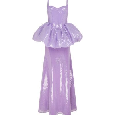 David Koma Peplum Detail Sequin Gown - Image 1