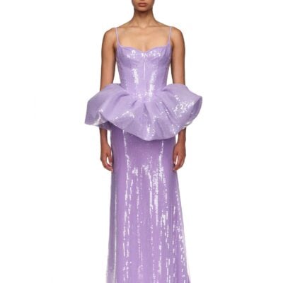 David Koma Peplum Detail Sequin Gown - Image 2