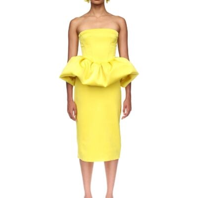 David Koma Peplum Detail Corseted Midi Dress - Image 2