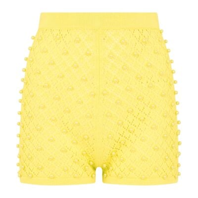 David Koma Pearl Embellished Knit Shorts - Image 1