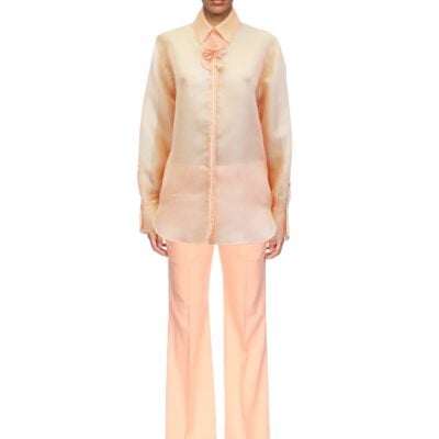 David Koma Organza Shirt With Lace Rose - Image 2
