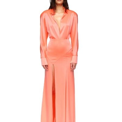 David Koma Open Leg Satin Shirt Gown - Image 2