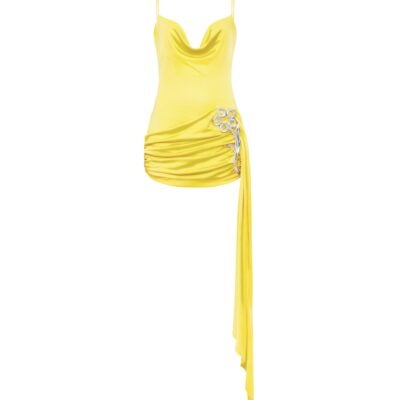 David Koma Metallic Flower and Drape Mini Dress - Image 1