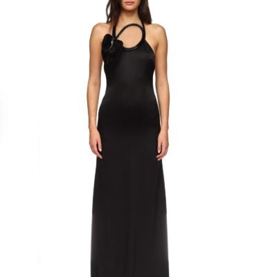 David Koma Leather Leaf Halter Neck Gown - Image 2