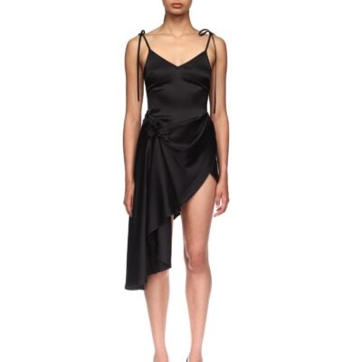 David Koma Lace Rose Satin Mini Dress - Image 2