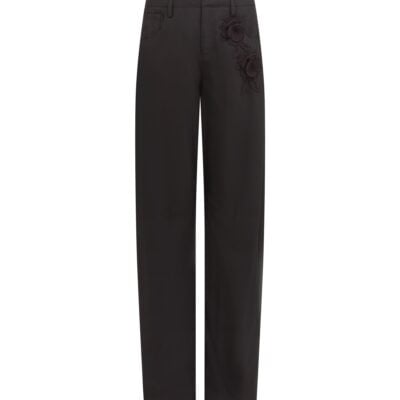 David Koma Lace Rose Embroidered Trousers - Image 1