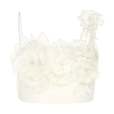 David Koma Lace Rose Embroidered Crop Top - Image 1