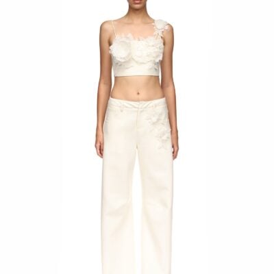 David Koma Lace Rose Embroidered Crop Top - Image 2