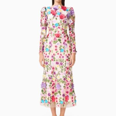 Elliatt Rosette Long Sleeve Midi Dress - Image 1