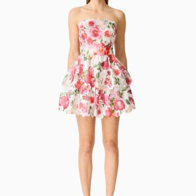 Elliatt Roselle Strapless Mini Dress Pink Floral - Image 1