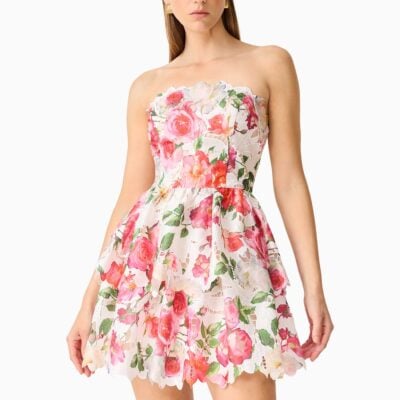 Elliatt Roselle Strapless Mini Dress Pink Floral - Image 2