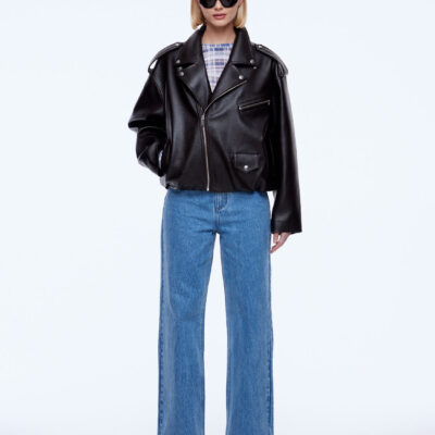 Ena Pelly Faux Leather Biker Jacket - Image 2