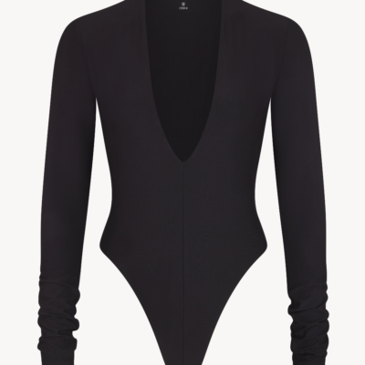 Eterne Long Sleeve Deep V Bodysuit - Image 1