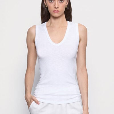 Enza Costa Textured Knit Sleeveless U | White - Image 1