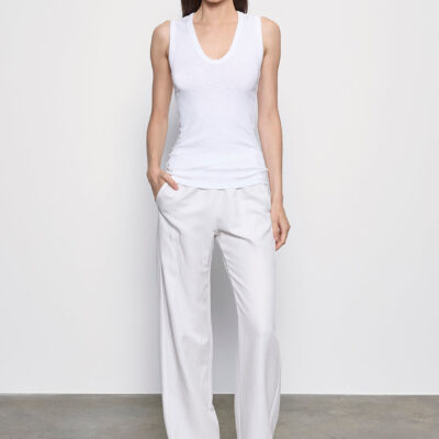 Enza Costa Textured Knit Sleeveless U | White - Image 2