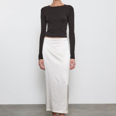 Enza Costa Supima Baby Rib L/S Cropped Top | Black - Image 2