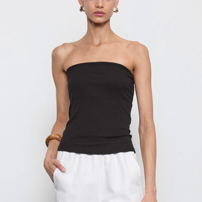 Enza Costa Silk Rib Tube Top | Black - Image 1