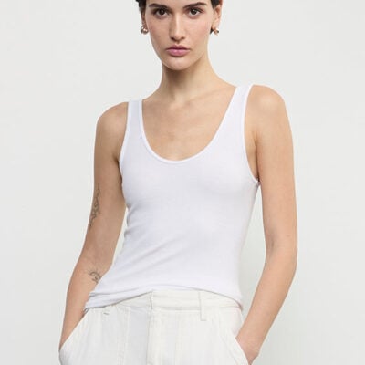 Enza Costa Silk Rib Tank | White - Image 1