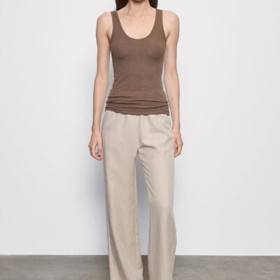Enza Costa Silk Rib Tank | Shiitake - Image 2