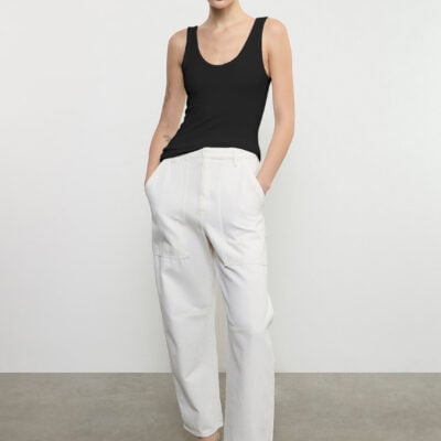 Enza Costa Silk Rib Tank | Black - Image 2